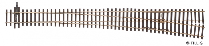 TILLIG 85326 - H0 Weiche rechts, Herzstückwinkel 7°, Länge 361mm
